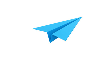 Blue paper airplane flying origami craft journey message communication travel freedom startup concept on transparent background