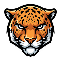 Jaguar Portrait: A majestic jaguar head is depicted with fierce eyes and a powerful expression, perfect for wildlife and conservation projects. 