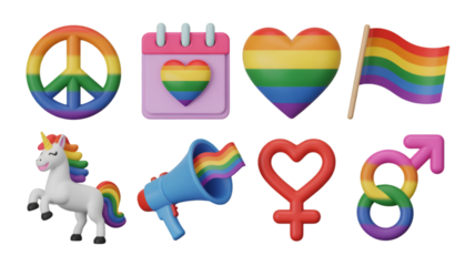Rainbow Pride Symbols and Unicorn