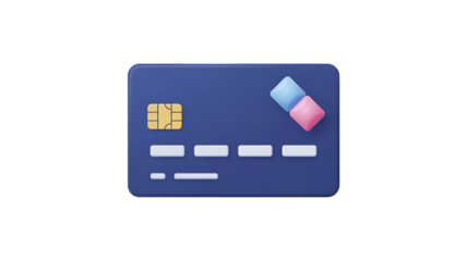 3D Render of a Blue Credit Card with Embossed Details