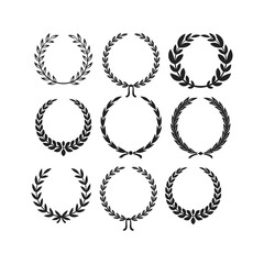 minimal laurel sign set vector icon logo
