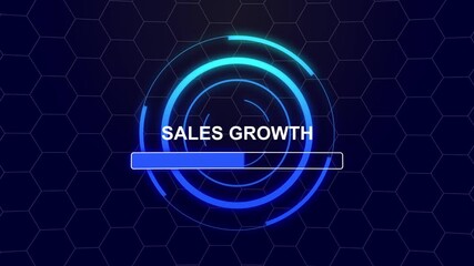 Futuristic HUD Display Showing Sales Growth Progress Bar and Hexagonal Pattern image photo - Powered by Adobe