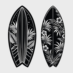 Surfboard Silhouette Vector Art, Simple modern minimal flat vector illustration. Logo, clipart, sign or symbol