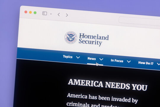 Ostersund, Sweden - Aug 26, 2025: Homeland Security website. The United States Department of Homeland Security (DHS) is the US federal executive department responsible for public security.