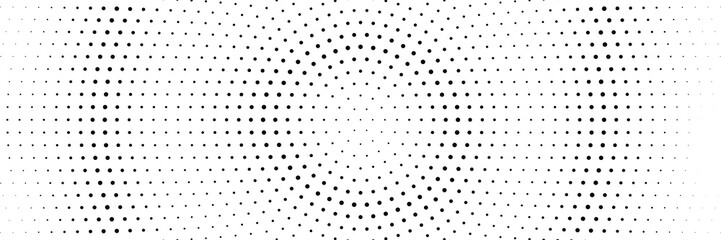 Abstract halftone dots wave backdrop with circular gradient monochrome minimal pattern geometric texture optical art mesh design for banners posters web and presentations