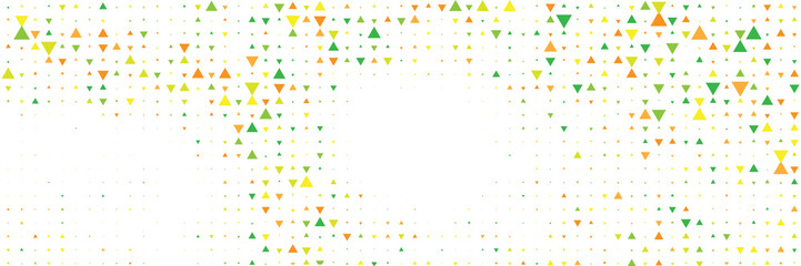 Abstract geometric halftone pattern with colorful triangle pixel shapes in red green yellow and orange modern digital texture retro pop art dotted background design wallpaper
