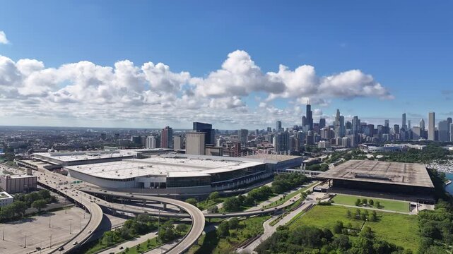  McCormick Place Convention Center Aerial View, Downtown Chicago Skyline&rdquo; 