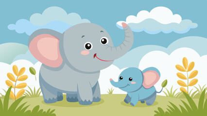 baby elephant pleading with mother elephant