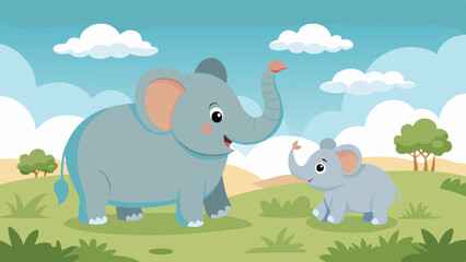 baby elephant pleading with mother elephant