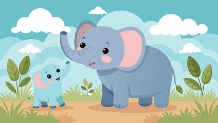 baby elephant pleading with mother elephant