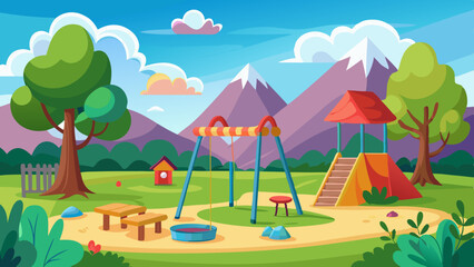 Obraz premium children playground nature landscape park vector