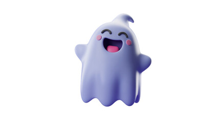 Adorable 3D Ghost Character with Happy Expression