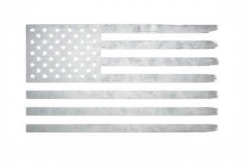 Waving american flag with silver metallic sheen, transparent backdrop highlighting national pride and patriotic spirit