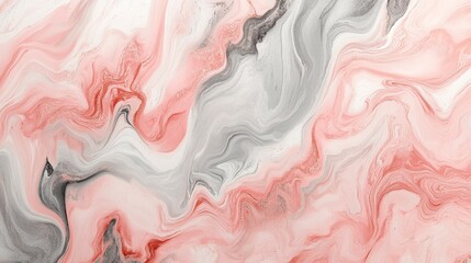Abstract fluid art with pink and gray swirls creating a marble like appearance effect