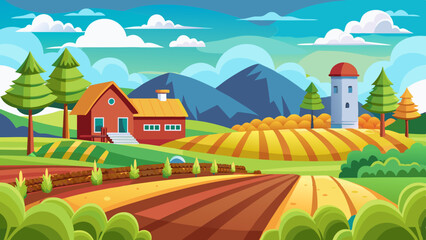Fototapeta premium farm field landscape vector background