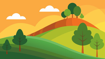 Fototapeta premium hill trees vector background