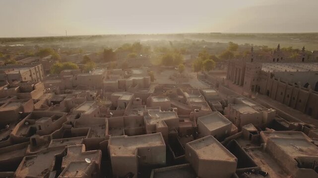 Mali &ndash; 4K Drone Aerial of Djenn&eacute; with Famous Great Mosque of Mud Architecture