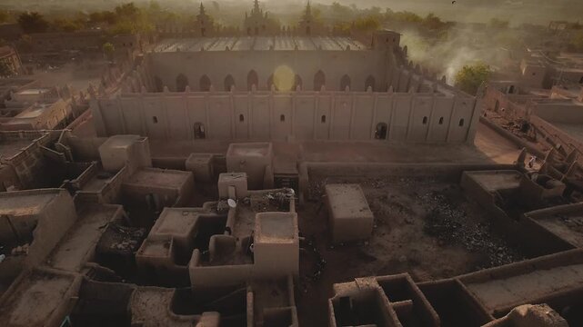 Mali &ndash; 4K Drone Aerial of Djenn&eacute; with Famous Great Mosque of Mud Architecture