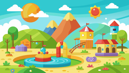 Fototapeta premium kids toys landscape vector background