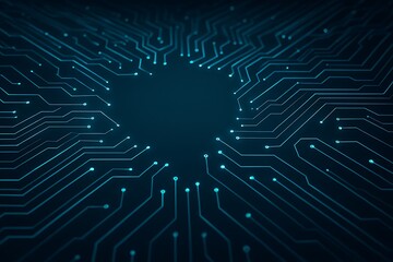 Futuristic Circuit Board Glow on Dark Tech Background
