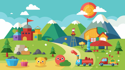 kids toys landscape vector background