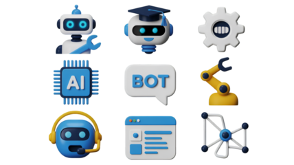Futuristic AI and Robotics Icons Set