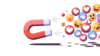 Magnet attracting social media emojis and likes