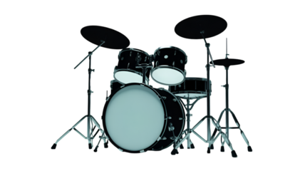 Modern Drum Kit with Black Finish and Cyan Accents