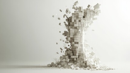 Jenga tower teetering game room image series minimalist setting close-up tension in balance