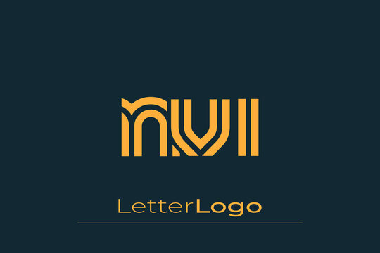 NVI Creative Unique Modern Letter Logo Design. Elegant Monogram Logo Design with Decorative Elements and Typography