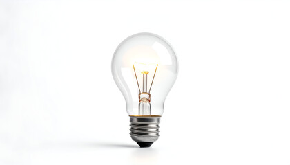 Light bulb glowing with filament isolated on white.
