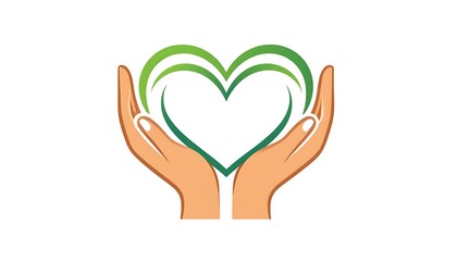 Hands holding a green heart