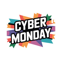 Obraz premium Cyber Monday sale announcement with vibrant geometric starburst background shopping