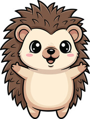 Adorable cartoon hedgehog vector illustration with big eyes and smile, perfect for kids designs, stickers, t-shirts, posters and nursery art