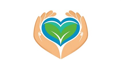 Hands holding a heart with leaves