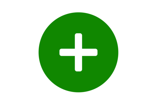 green plus add button icon over transparent background