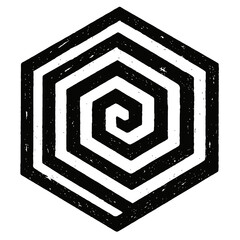 Abstract Grunge Hexagon Spiral Vector - Hypnotic and Geometric Art