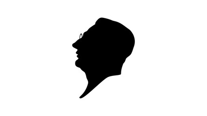 Alfred Doblin portrait, black isolated silhouette