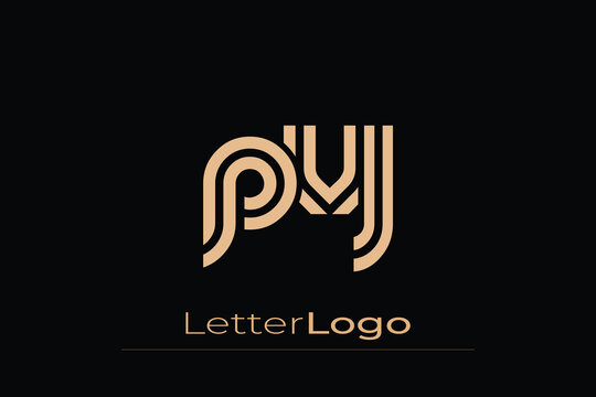 PVJ Creative Unique Modern Letter Logo Design. Elegant Monogram Logo Design with Decorative Elements and Typography