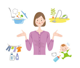 家事と育児に追われる女性　主婦 © M