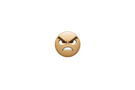 an angry emoji, it portrays an emotion, the illustration has a simple style, and the background is transparent