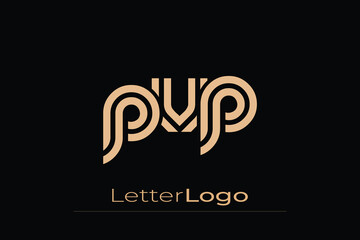 PVP Creative Unique Modern Letter Logo Design. Elegant Monogram Logo Design with Decorative Elements and Typography