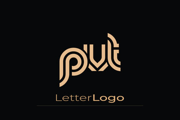 PVT Creative Unique Modern Letter Logo Design. Elegant Monogram Logo Design with Decorative Elements and Typography