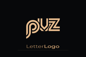 PVZ Creative Unique Modern Letter Logo Design. Elegant Monogram Logo Design with Decorative Elements and Typography