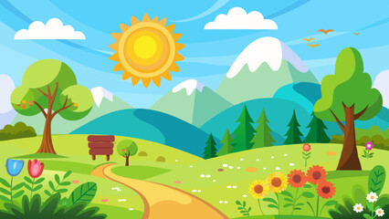 Obraz premium sunny spring andscape vector background