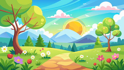 Fototapeta premium sunny spring andscape vector background