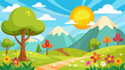 Obraz premium sunny spring andscape vector background