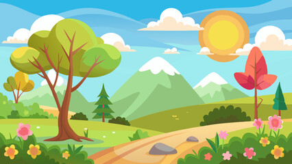 Fototapeta premium sunny spring landscape vector background