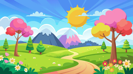 Fototapeta premium sunny spring landscape vector background