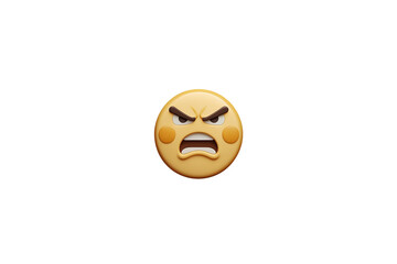 an angry emoji with a design, this represents an emotion, and set against a transparent background